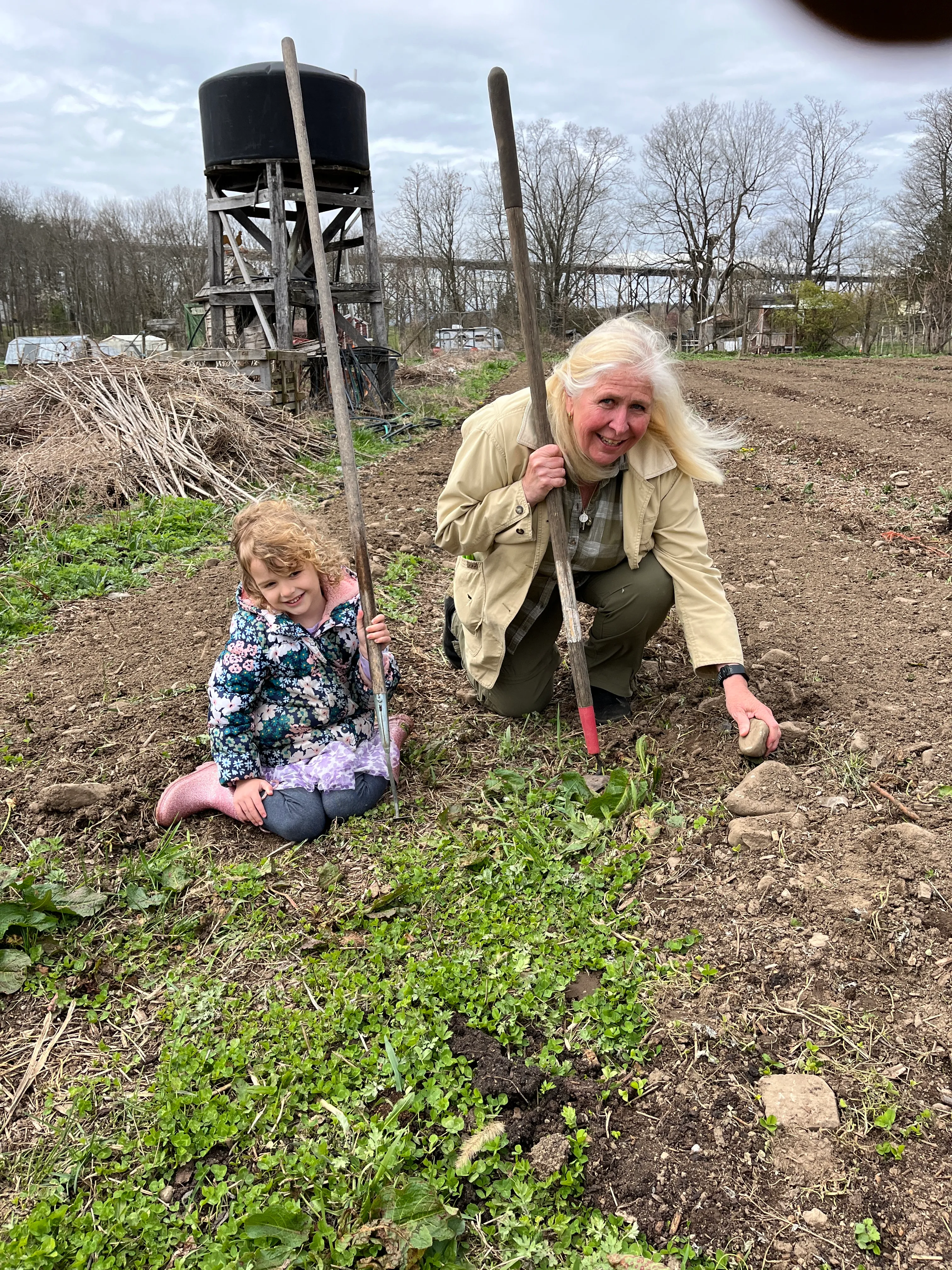 Shelley working in the garden at Gray Family Farm